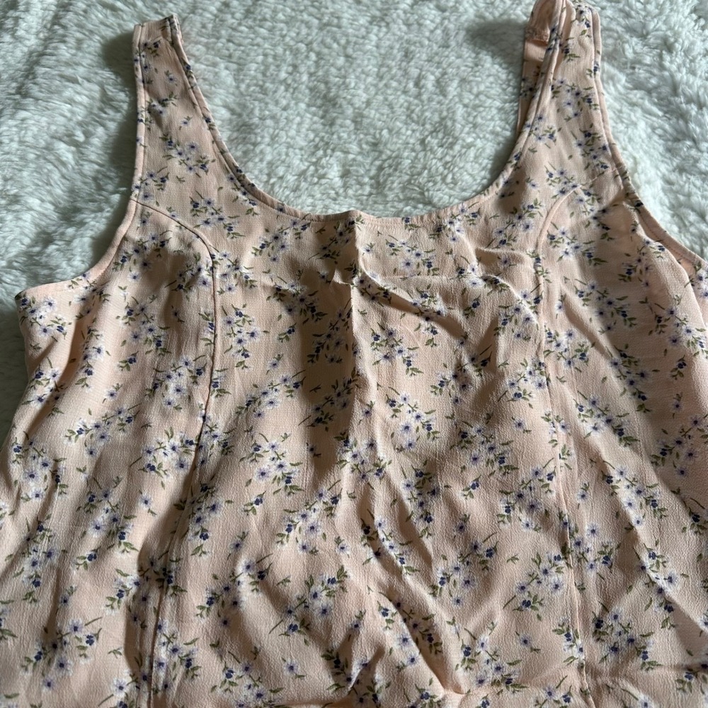 American Eagle Floral Smocked Back Babydoll Top Pink Purple Boho NWT Size L - Picture 4 of 16